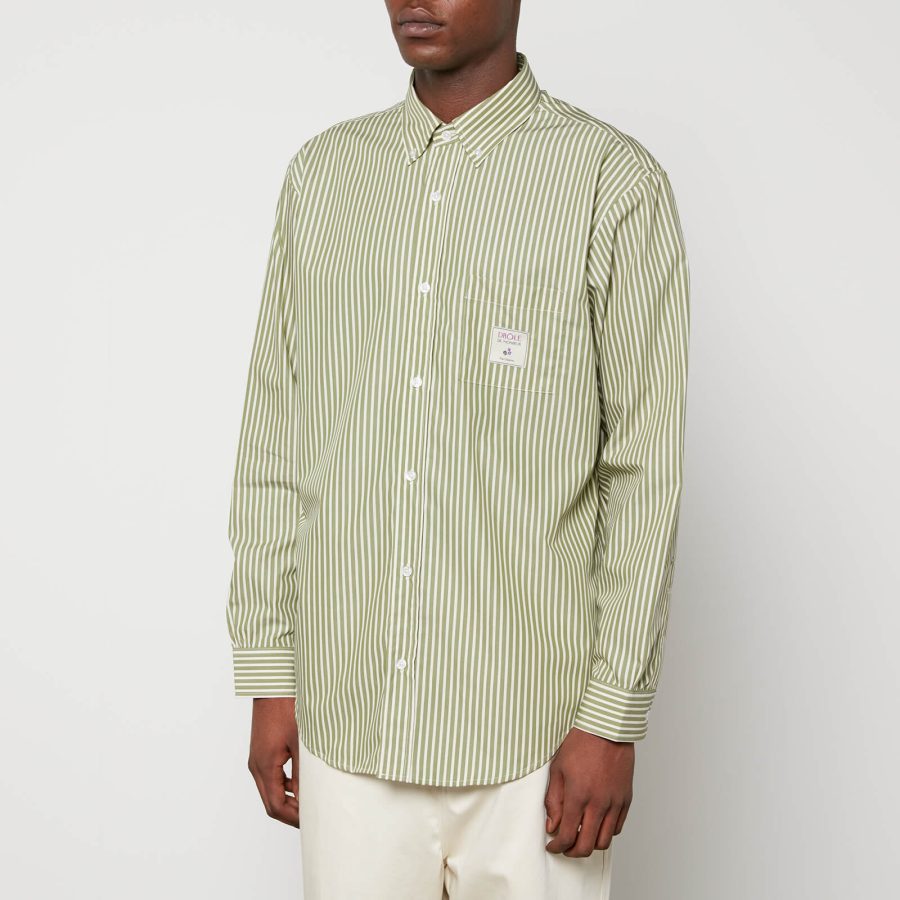 Drôle de Monsieur La Chemise Rayée Pinstriped Cotton-Poplin Shirt - S