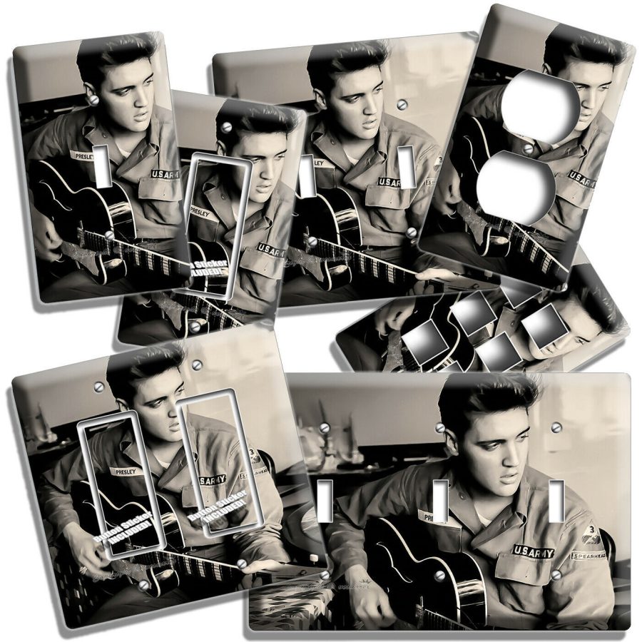 ELVIS PRESLEY ARMY UNIFORM AND GUITAR LIGHT SWITCH OUTLET WALL PLATES ROOM DECOR