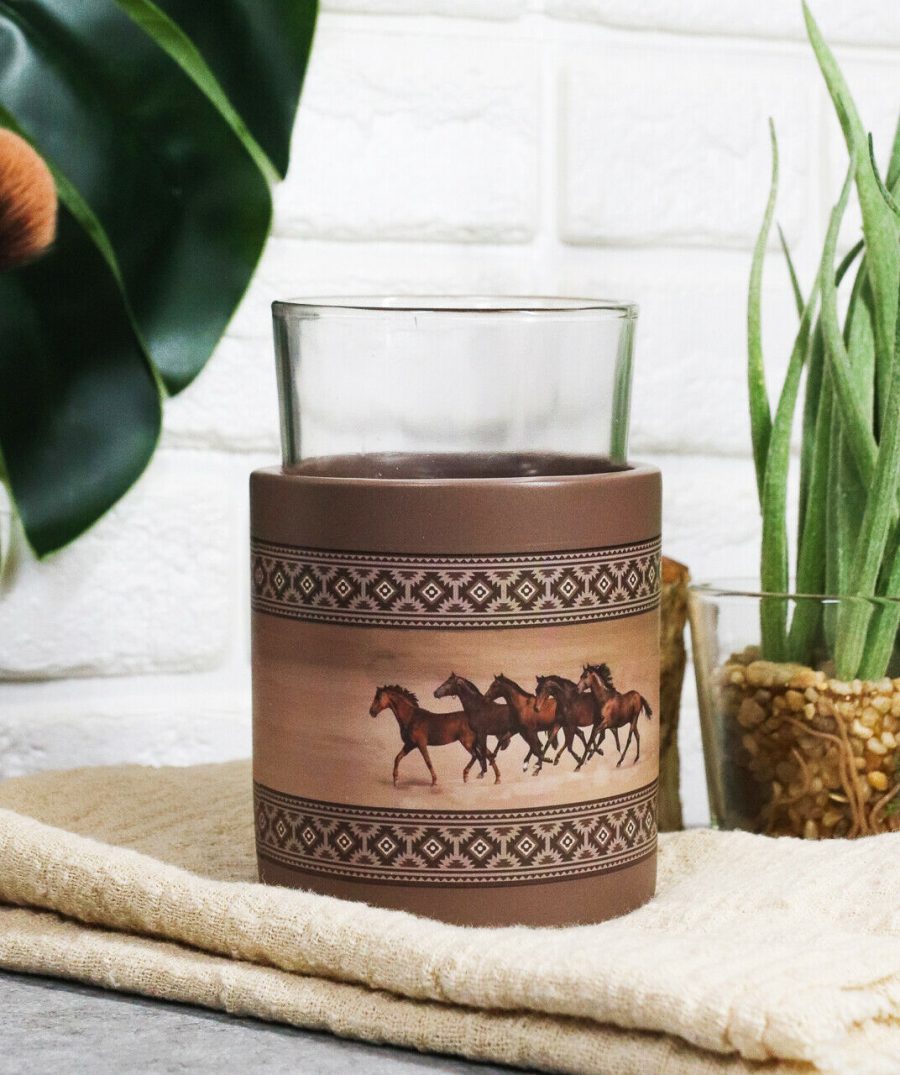 Ebros Western Wild Horses Southwest Navajo Vectors Bathroom Rinse Cup Holder