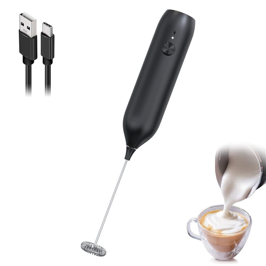 Electric Milk Frother Handheld Rechargeable Usb C, Powerful Milk Foamer Frother,