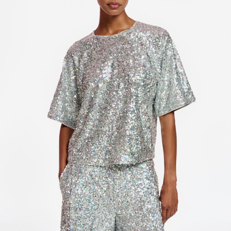 Essentiel Antwerp Ferras Sequinned Woven Top - UK 8