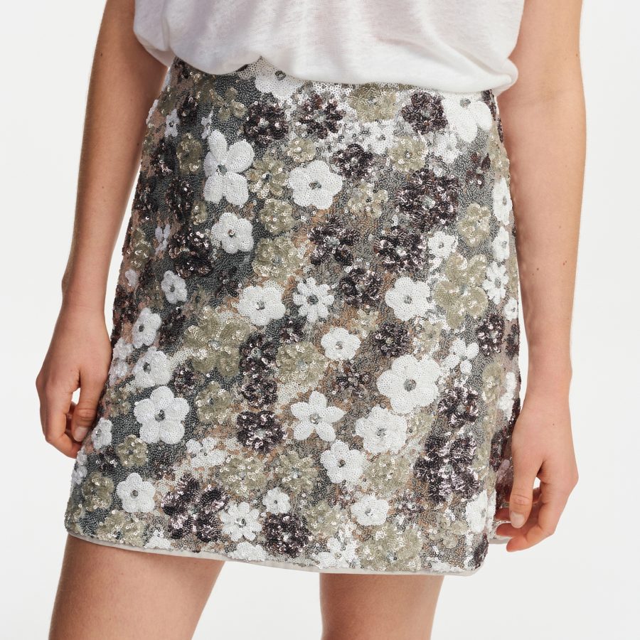 Essentiel Antwerp Fishbone Sequinned Woven Mini Skirt - UK 10