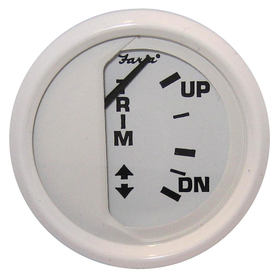 FARIA 13122 DRESS WHITE 2 INCH TRIM GAUGE (MERCURY / MARINER / MERCRUISER / VOLVO DP / YAMAHA-2001 AND NEWER)