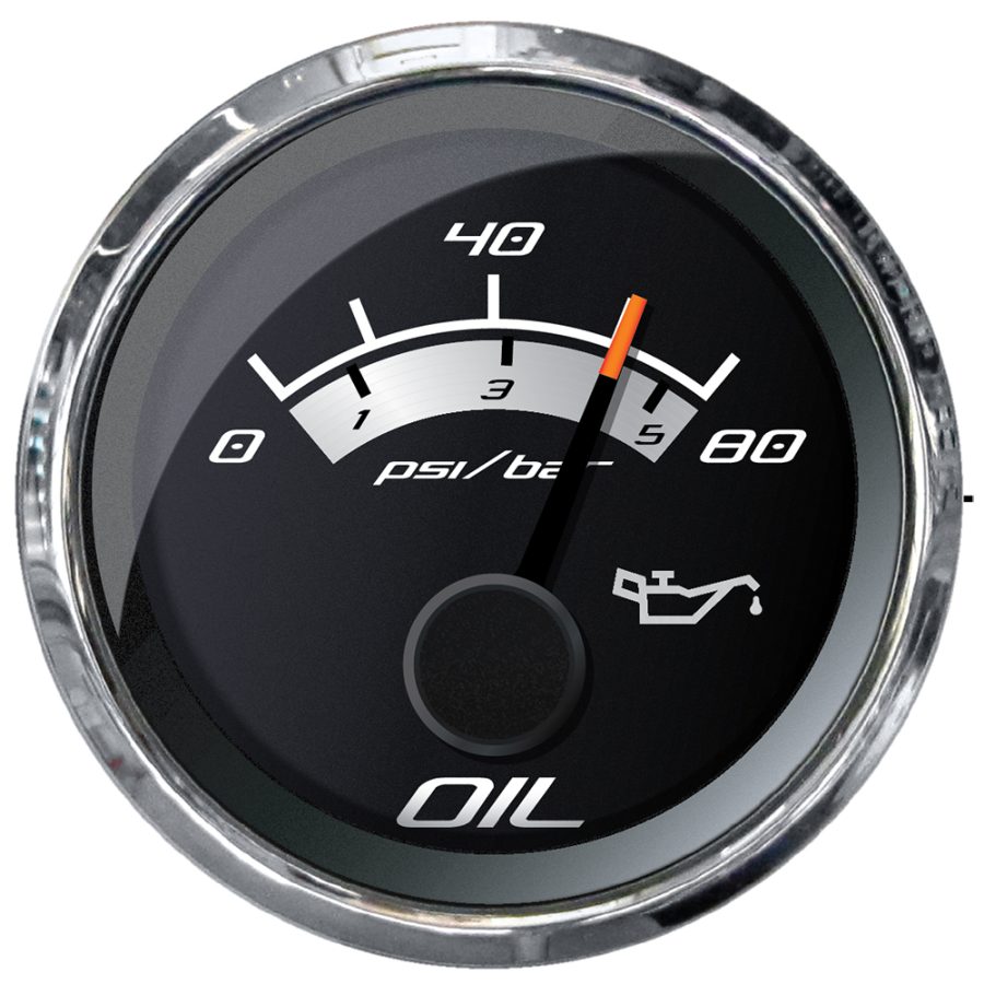 FARIA 22024 PLATINUM 2 INCH OIL PRESSURE GAUGE - 80 PSI