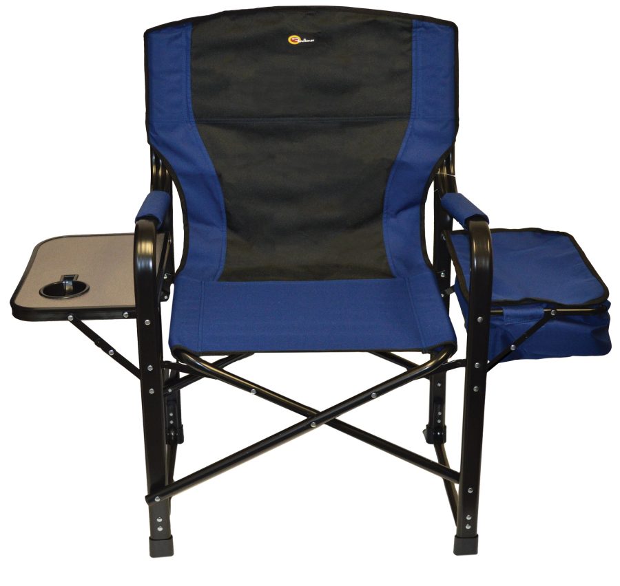 FAULKNER 49581 El Capitan Folding Director Chair with Tray and Cooler Bag, Blue/Black