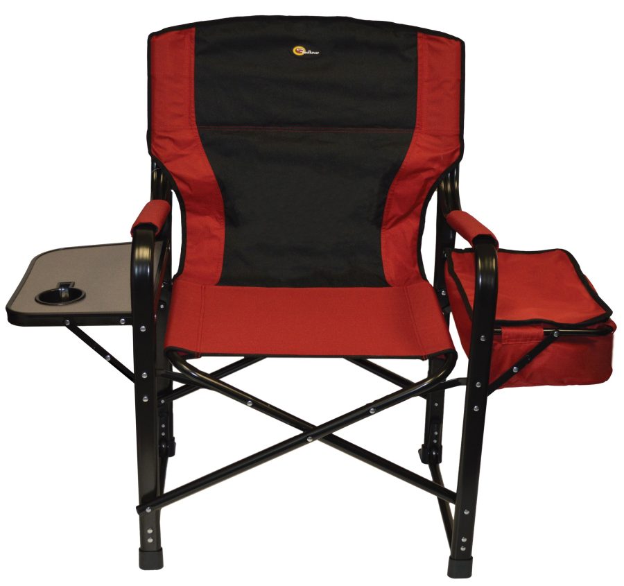 FAULKNER 49582 El Capitan Folding Director Chair with Tray and Cooler Bag, Burgundy/Black