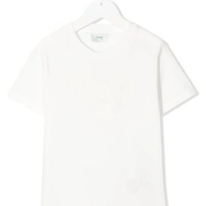 FENDI KIDS Logo Lettering T-Shirt White