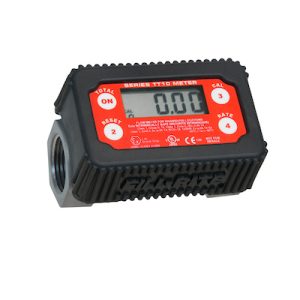 FILL-RITE TT10AN 1 INCH 2-35 GPM(8-132 LPM) Digital In-line Turbine Meter, Aluminum, Fuel Transfer Meter,Black/Red