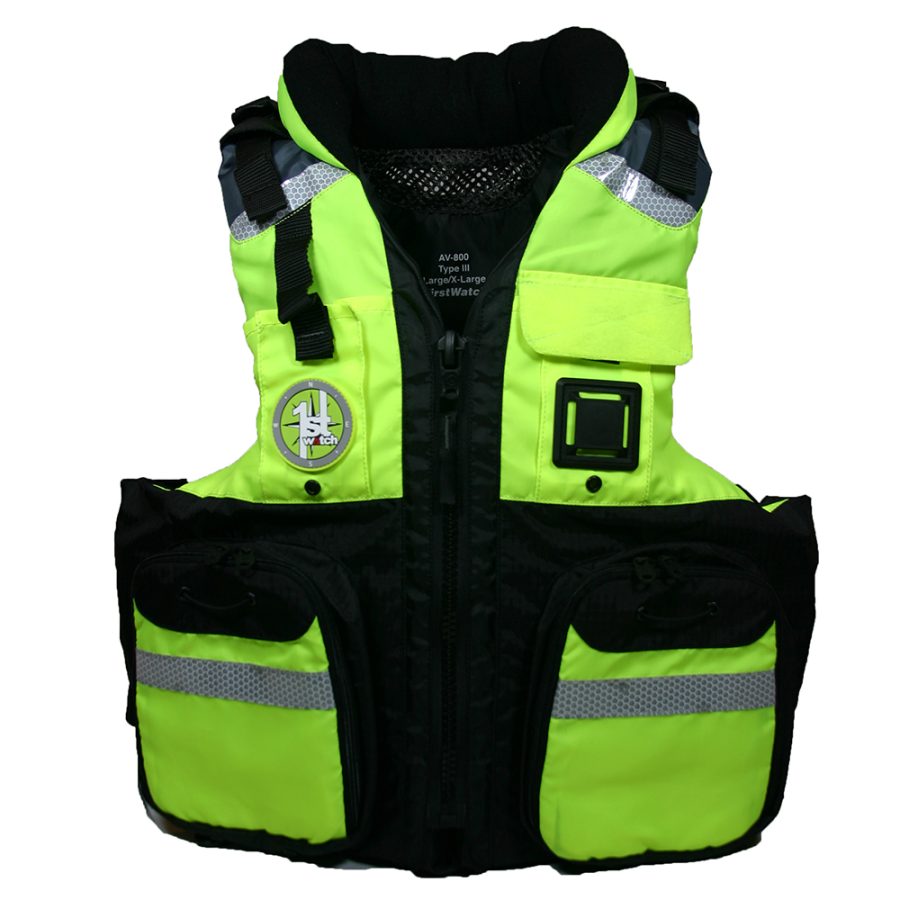 FIRST WATCH AV-800-HV-L/XL PRO 4-POCKET VEST (USCG TYPE III) - HI-VIS YELLOW/BLACK - L/XL