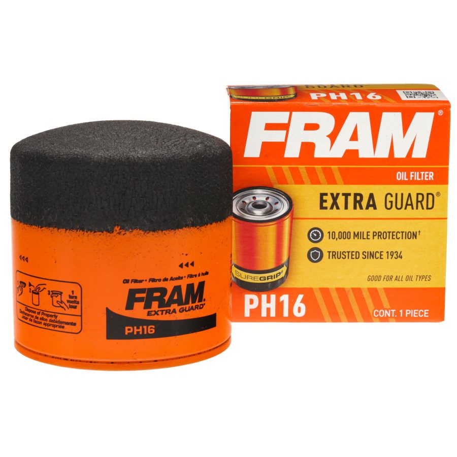 FRAM PH16 Extra Guard 10K Mile Change Automotive Replacement Interval Spin-On Engine Oil Filter for Select Vehicle Models