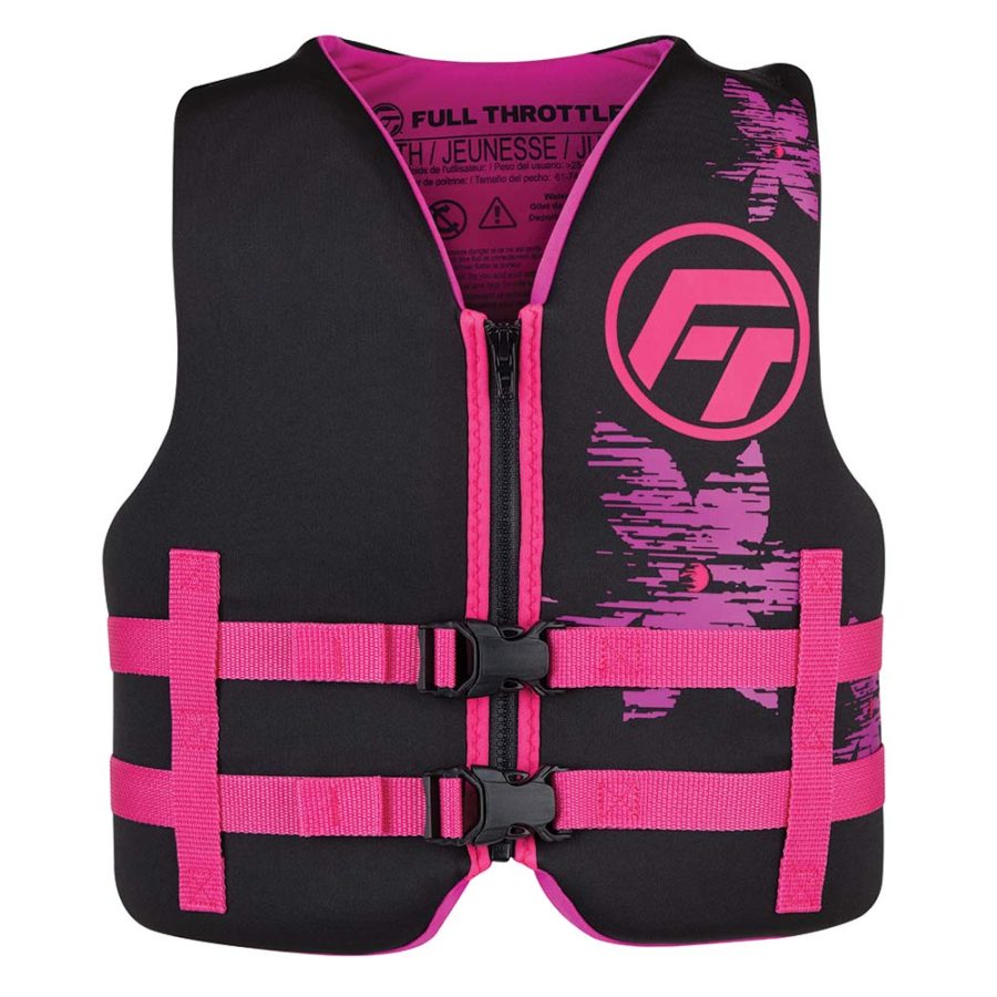 FULL THROTTLE 142100-105-002-22 YOUTH RAPID-DRY LIFE JACKET - PINK/BLACK