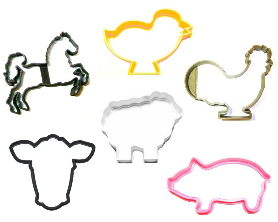 Farm Ranch Animals Pig Cow Chick Lamb Horse Set Of 6 Cookie Cutters USA PR1108