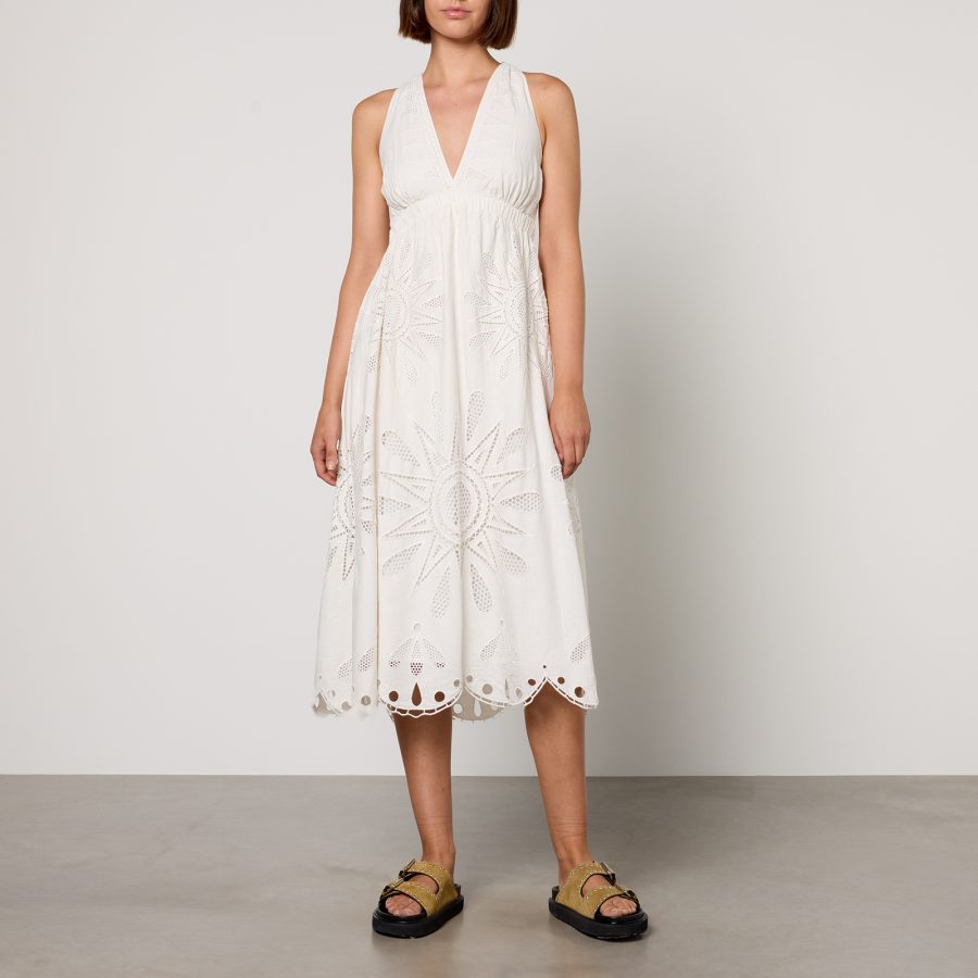 Farm Rio Broderie Anglaise Linen-Blend Maxi Dress - XS