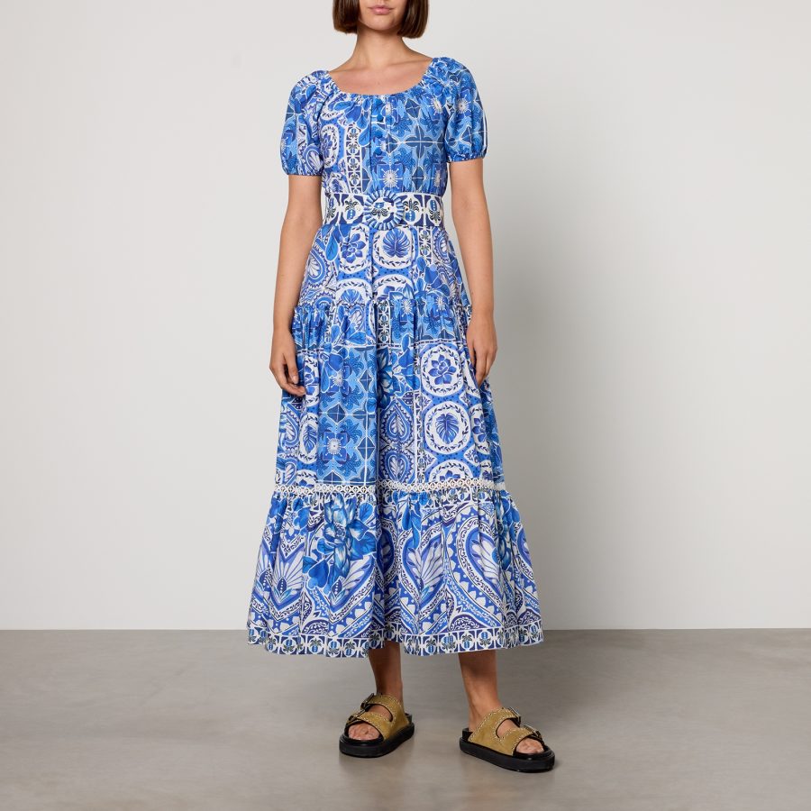 Farm Rio Printed Cotton Midi Dress - L