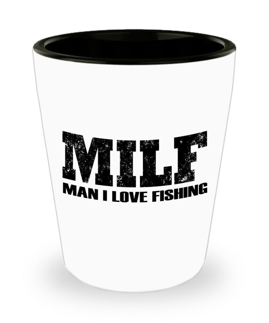 Fathers day Gifts - MILF Man I Love Fishing - Shot Glass by HappyHome Shop