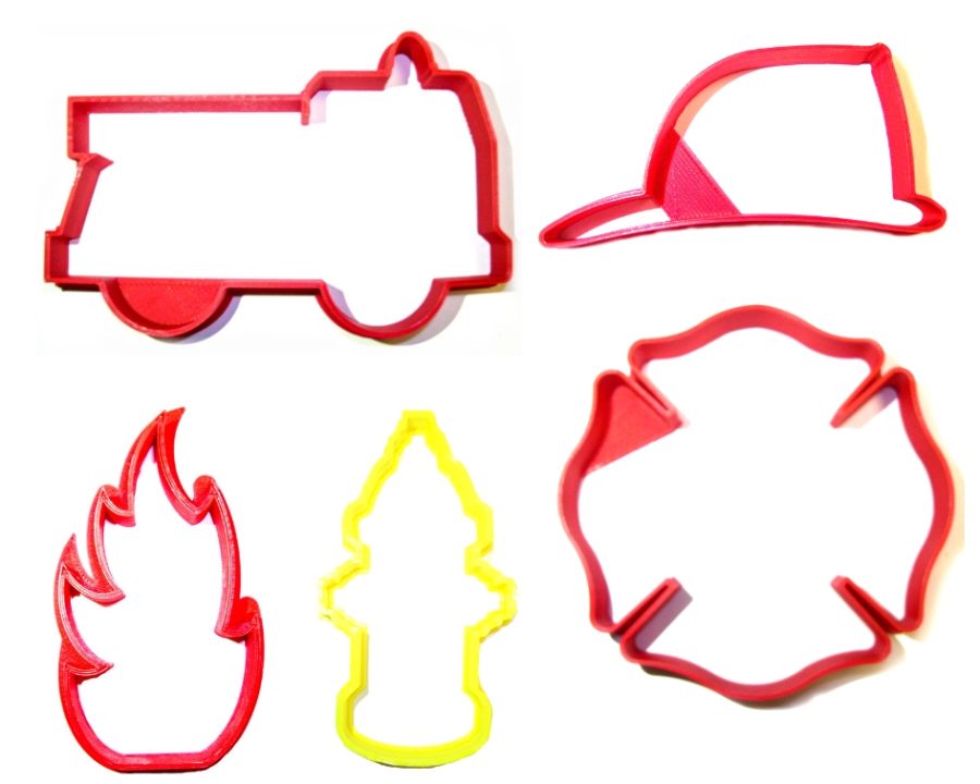 Firefighter Fireman Outlines Fire Truck Set Of 5 Cookie Cutters USA PR1398