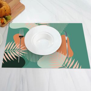 Flesh Color Green Orange Lines Set Of 4 Placemats - Aperturee