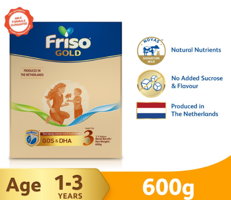 Friso Gold Step 3 Milk Formula 600g New Improved Formula For 1 To 3 Years Old