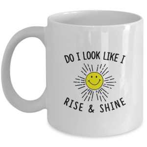 Funny Coffee Mug - Do I Look Like I Rise And Shine - 11 oz Ceramic Coffee Mug Te