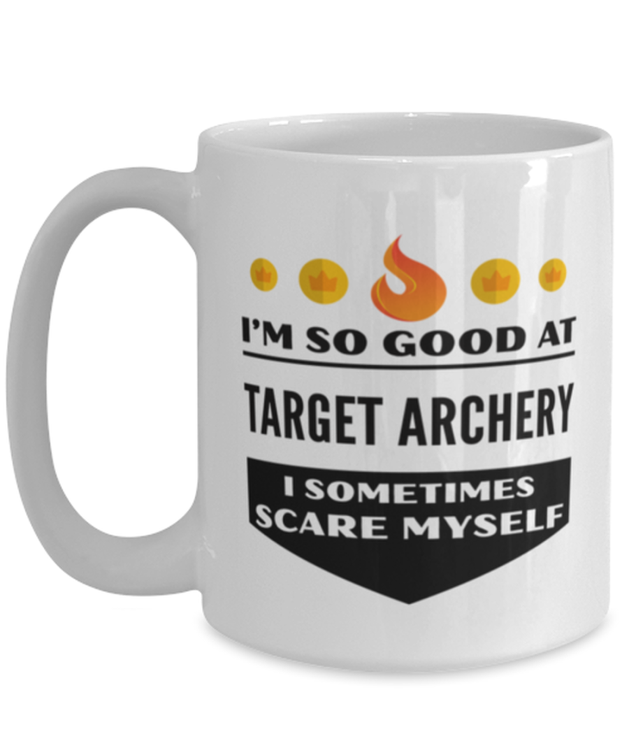 Funny Coffee Mug for Target Archery Sports Fans - 15 oz Tea Cup For Friends