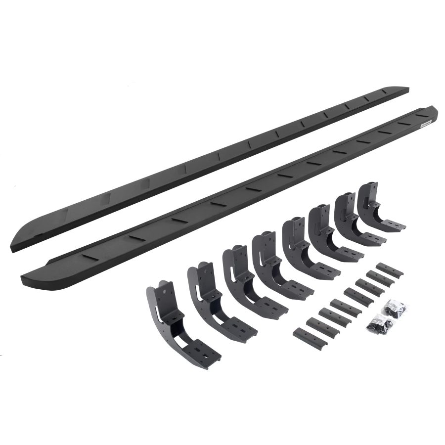 GO RHINO 63404887SPC RB10 Slim Line Running Boards with Mounting Brackets Kit for 19-24 GMC, Chevrolet (Crew Cab Pickup)