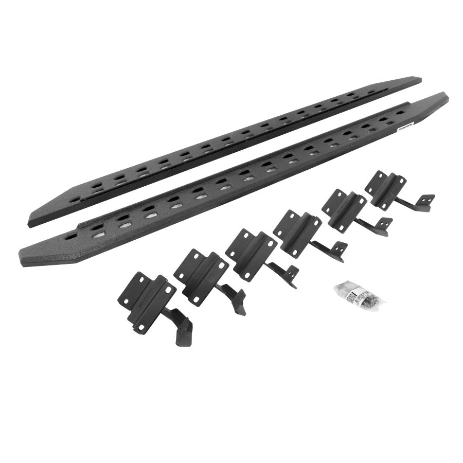 GO RHINO 69415587ST RB20 Slim Line Running Boards with Mounting Bracket Kit for 15-24 F-150, F-250 Super Duty, F-350 Super Duty (Crew Cab Pickup - Leaf)