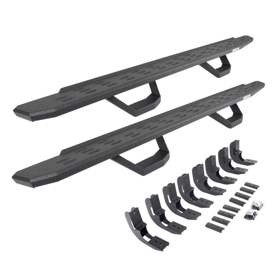 GO RHINO 6960488020T RB30 Running Boards with Mounting Brackets, 2 Pairs Drop Steps Kit for 19-24 GMC, Chevrolet (Extended Cab Pickup)