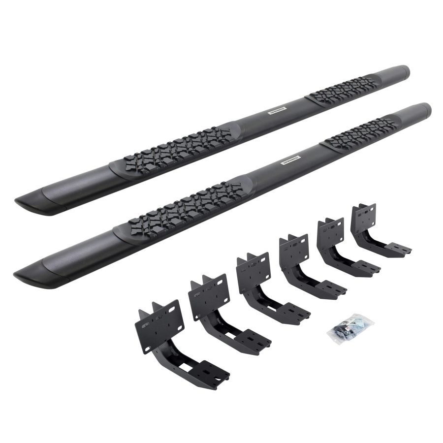 GO RHINO V3430687T V-Series V3 Aluminum Side Steps and Mounting Brackets Kit - Textured Black for Ram 19-24 1500 (Crew Cab Pickup)