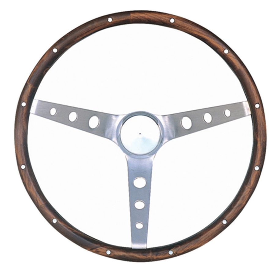 GRANT 966-0 Classic Nostalgia Style Steering Wheel with Walnut Grip and Brushed Stainless Spokes