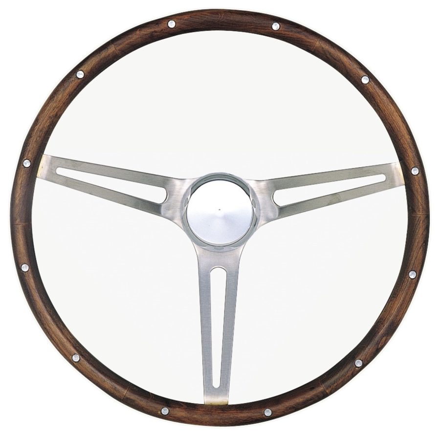 GRANT 967-0 Classic Nostalgia Style Steering Wheel with Hardwood Grip and Brushed Stainless Spokes