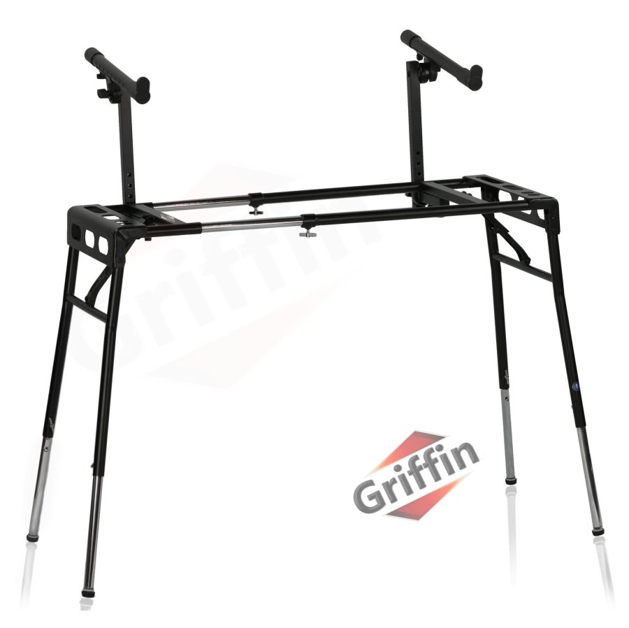 GRIFFIN 2-Tier DJ Coffin Workstation Stand - Double Table Top Keyboard & Laptop