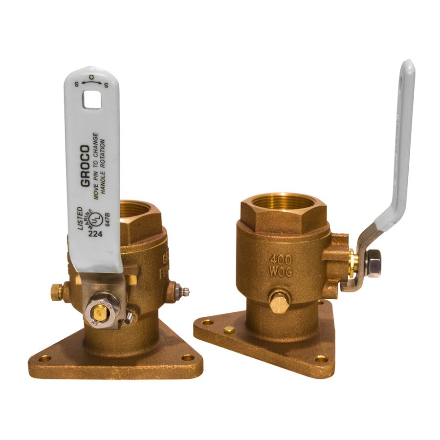 GROCO FBV-2000 2 INCH BRONZE TRI-FLANGED BALL VALVE/SEACOCK