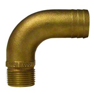 GROCO FFC-1000 1 INCH NPT X 1-1/4 INCH ID BRONZE FULL FLOW 90° ELBOW PIPE TO HOSE FITTING