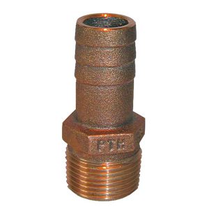 GROCO PTH-1000 1 INCH NPT X 1 INCH ID BRONZE PIPE TO HOSE STRAIGHT FITTING