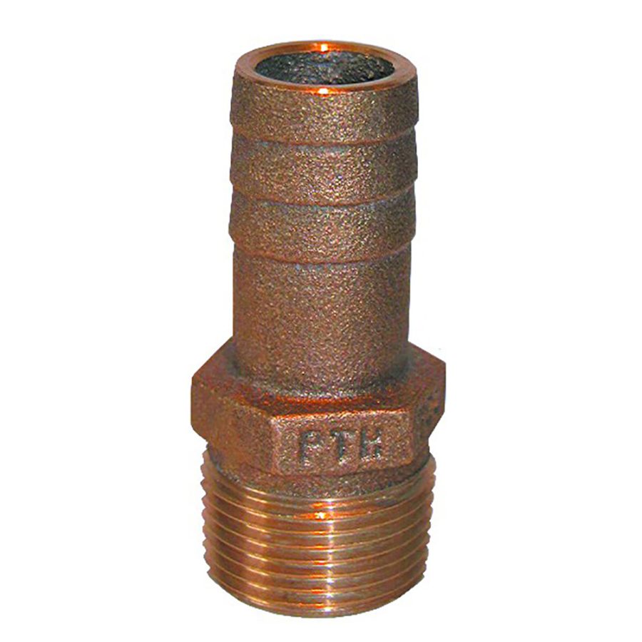 GROCO PTH-1125 1-1/4 INCH NPT X 1-1/8 INCH ID BRONZE PIPE TO HOSE STRAIGHT FITTING