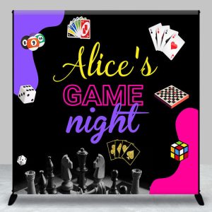 Game Night Cards Uno Black Custom Birthday Backdrop - Aperturee