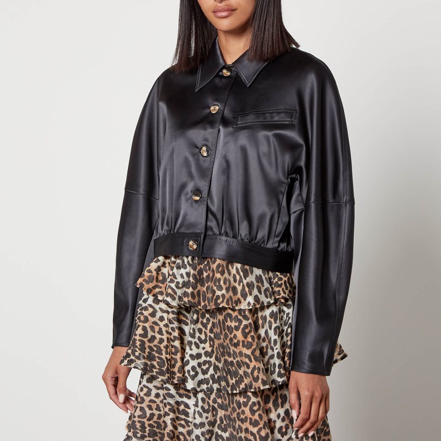 Ganni Cropped Satin Jacket - EU 40/UK 12