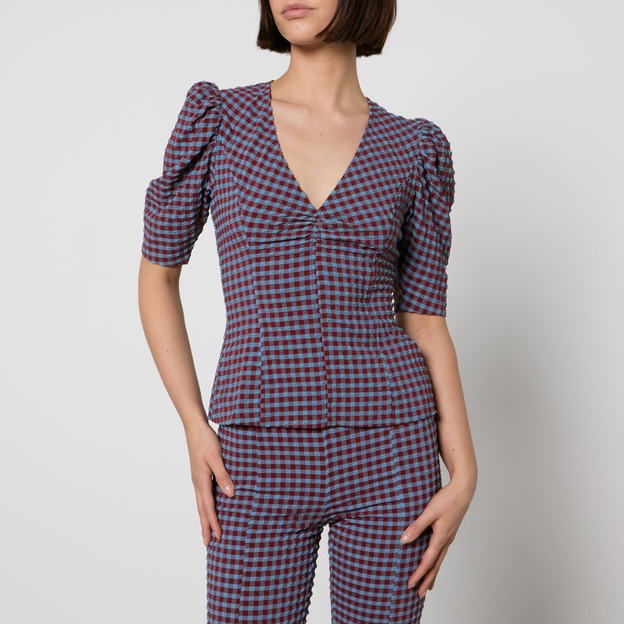 Ganni Gingham Seersucker Blouse - EU 38/UK 10