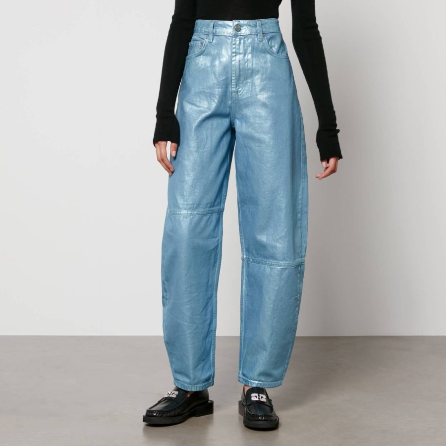 Ganni Stary Metallic Organic Denim Tapered Jeans - W26