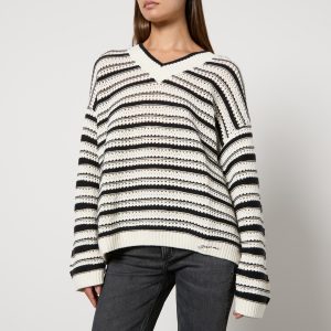 Ganni Striped Crocheted Cotton Jumper - XXS/XS