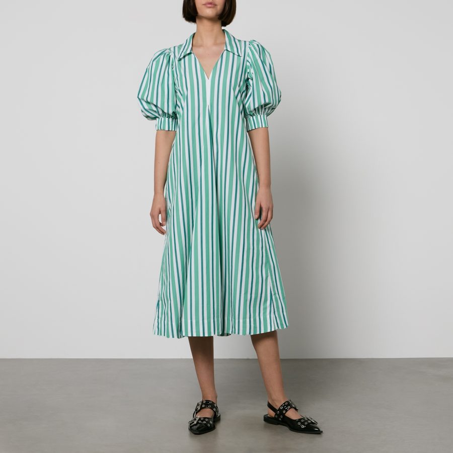 Ganni Striped Organic Cotton Maxi Dress - EU 36/UK 8