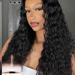 Glueless 6x4.5 Pre-Cut Lace & Pre Bleached Put On And Go Black Water Wave Wigs