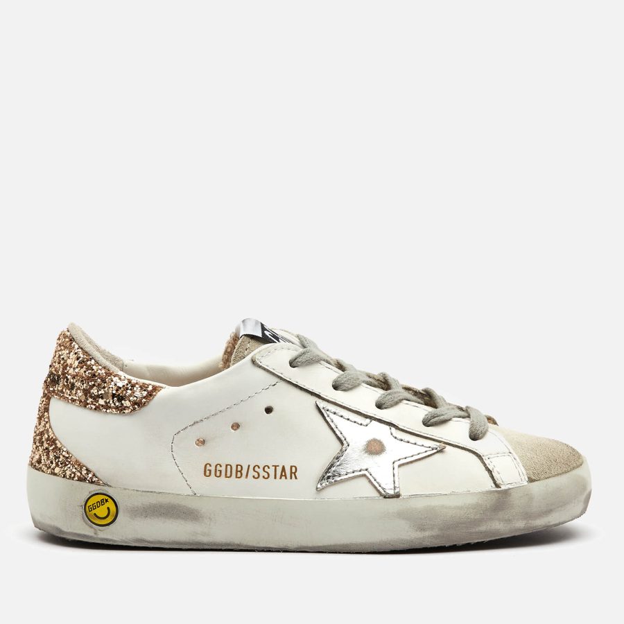 Golden Goose Kids' Super Star Leather Trainers - White/Ice/Silver/Gold - UK 12 Kids