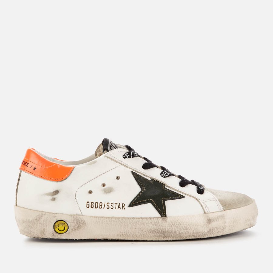 Golden Goose Kids' Superstar Trainers - White/Army Green/Orange - UK 10 Kids