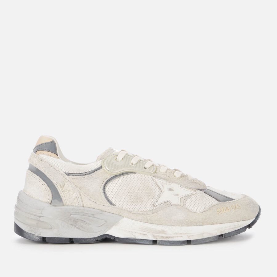 Golden Goose Women's Running Dad Suede/Net Trainers - White/Silver - UK 8