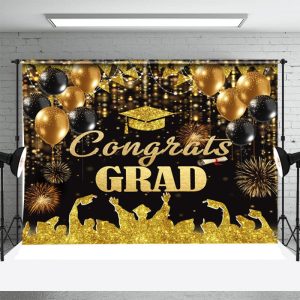 Golgen Student Balloons Bokeh Graduation Backdrop - Aperturee