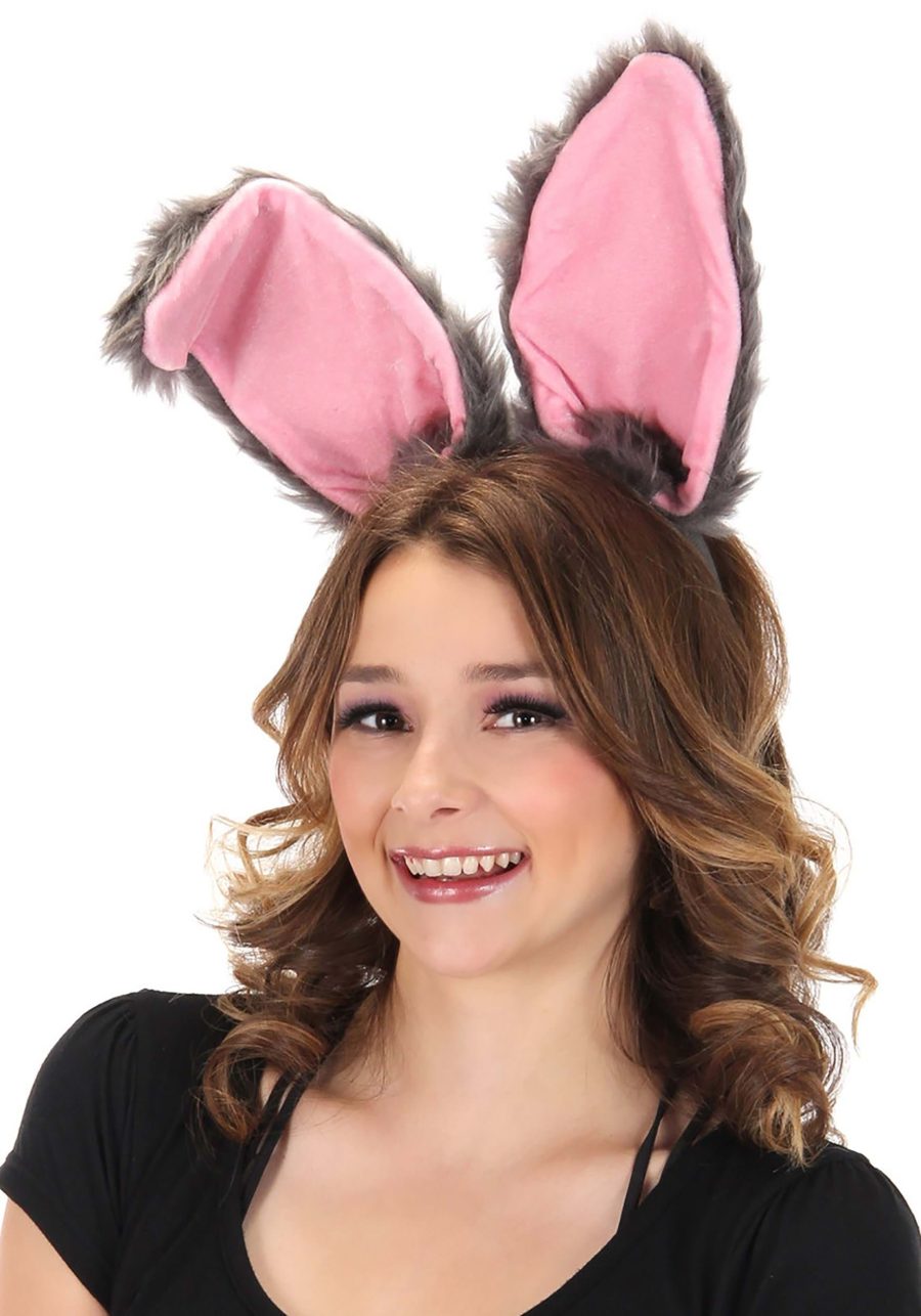 Gray Bendy Bunny Ears Headband Accessory