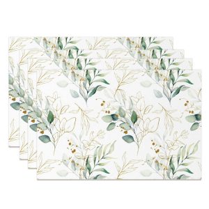 Green Golden Leaf Seamless Faded Set Of 4 Placemats - Aperturee