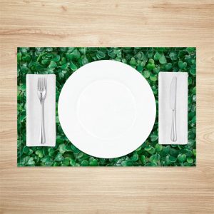 Green Leaves Fabric Spring Dining Set Of 4 Placemats - Aperturee