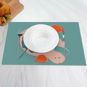 Green Leaves Flesh Color Orange Set Of 4 Placemats - Aperturee